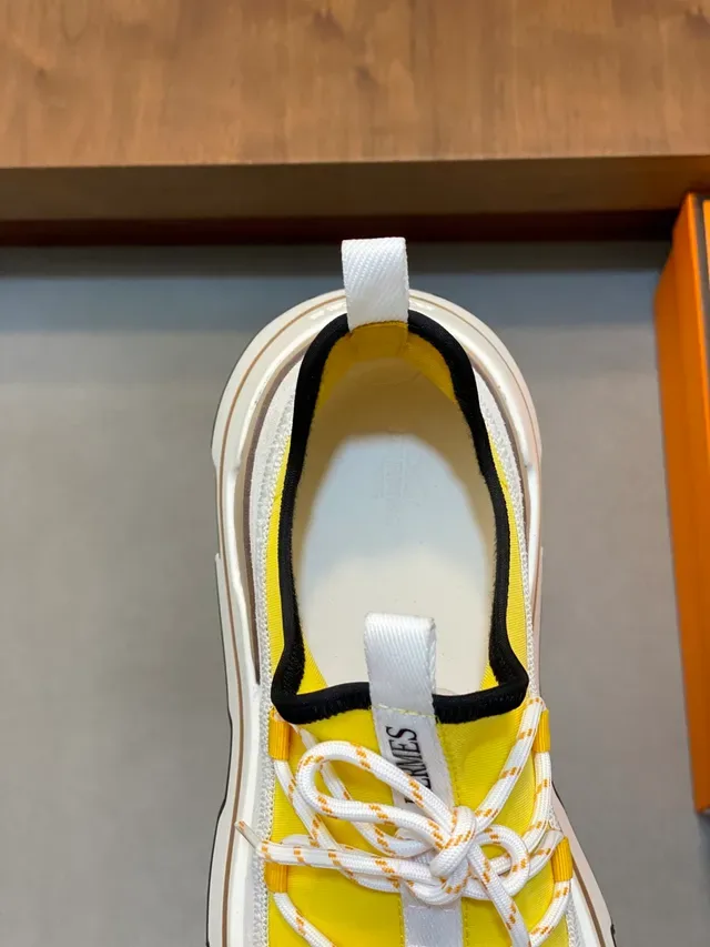 Hermès Yellow White Layered Sole Sock-Fit Collar Chunky Sneakers 3
