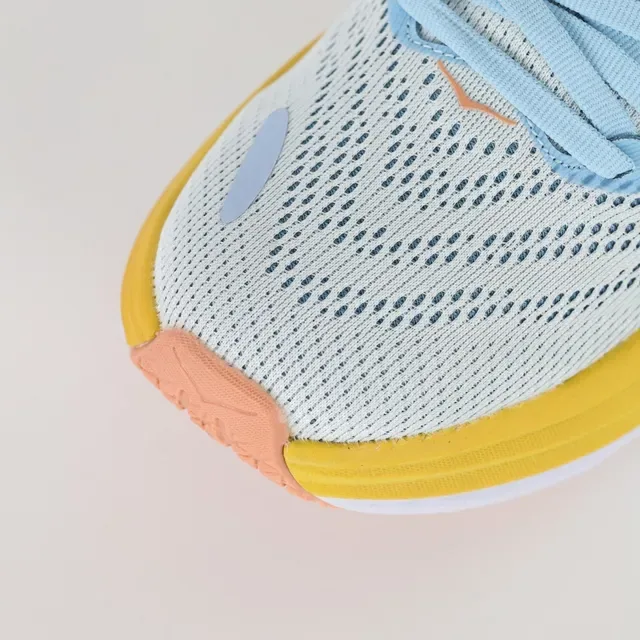 Hoka Blue Yellow Engineered Mesh Upper Stacked Midsole Running Shoes 5