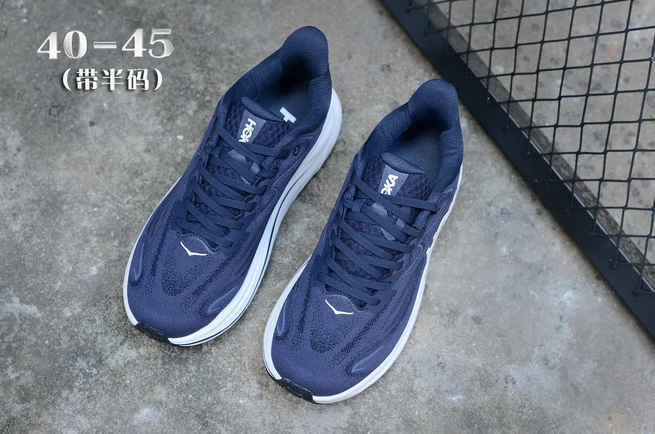 Hoka Clifton Navy and White Running Shoes 4