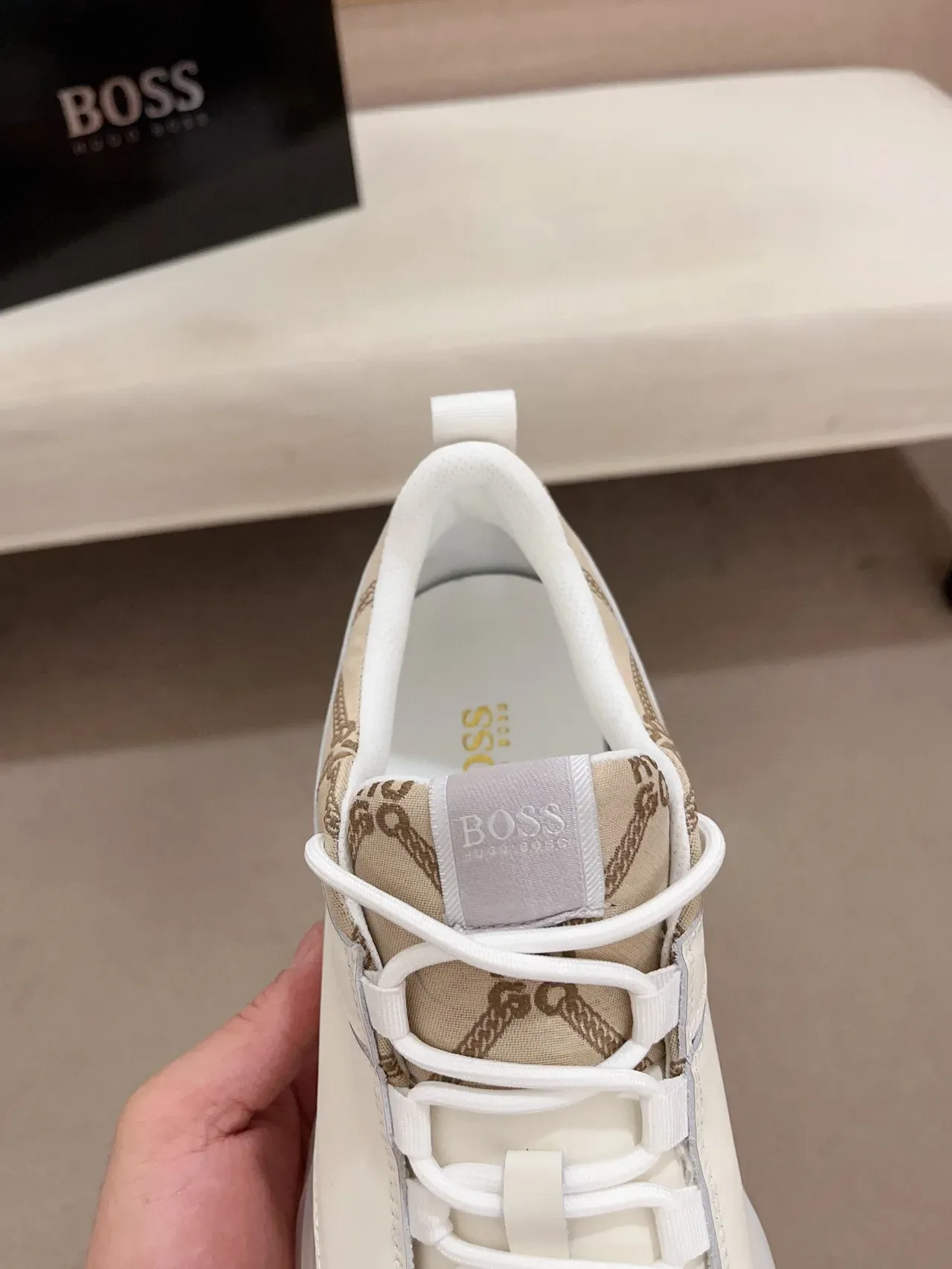 Hugo Boss Beige Blanco Esculpido Transparente Medi suela Panelizado Superior Zapatillas Lifestyle 6