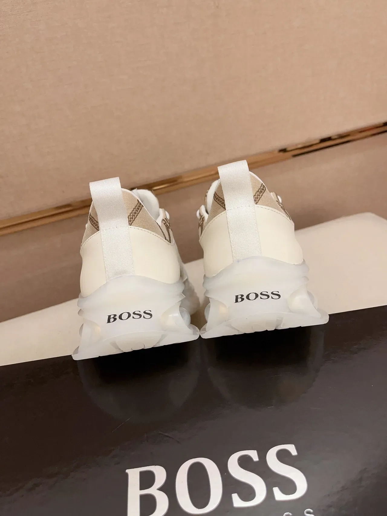 Hugo Boss Beige Blanco Esculpido Transparente Medi suela Panelizado Superior Zapatillas Lifestyle 8