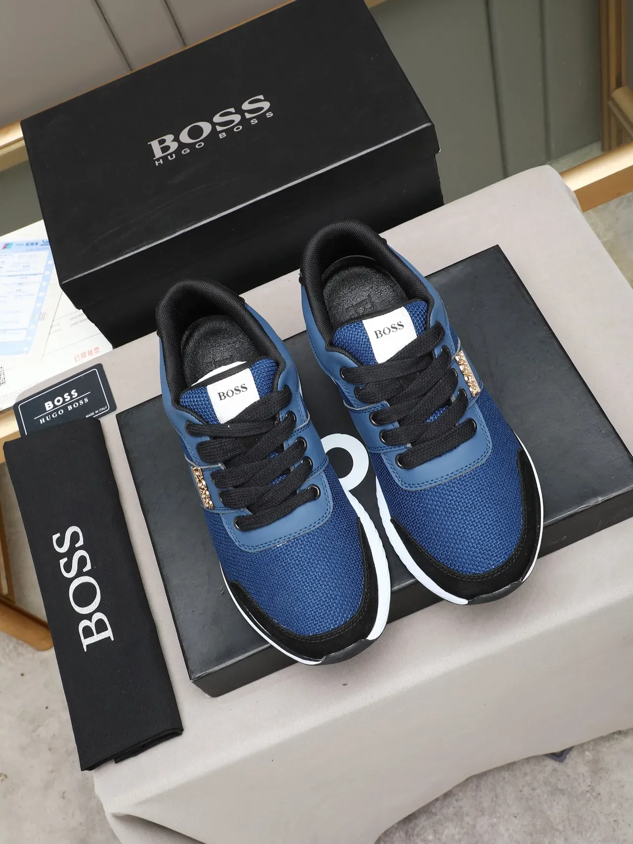 Hugo Boss Blue and Black Mesh Lifestyle Sneakers 3