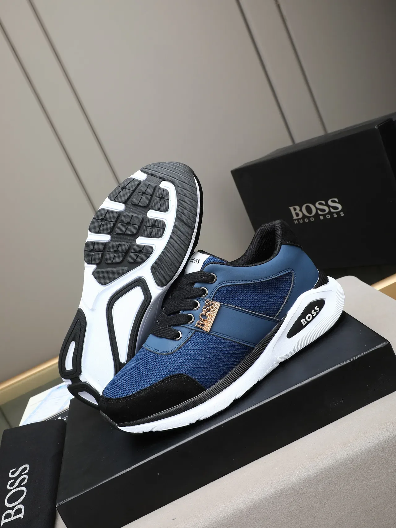 Hugo Boss Blue and Black Mesh Lifestyle Sneakers 5
