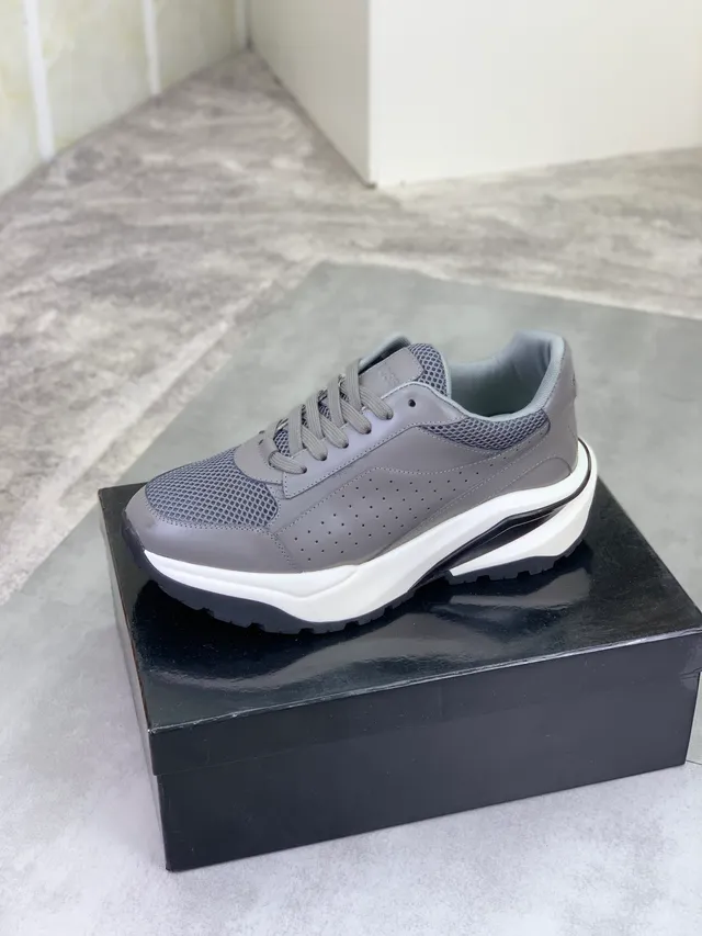 Hugo Boss Chaussures chunky en maille et cuir gris 4