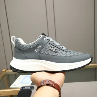 Hugo Boss Zapatillas Lifestyle de Cuero Tejido Gris