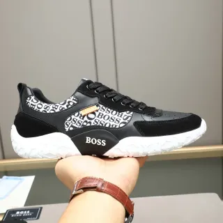 Hugo Boss Lifestyle Sneaker Black and White Monogram Mixed-Material Sneakers