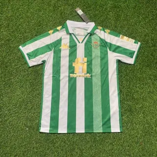 Kappa Real Betis Green and White Striped Football Jersey