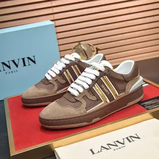 Lanvin Brown and Gold Stripe Lifestyle Sneakers