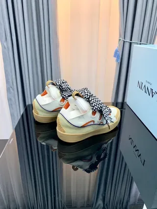 Lanvin Laceless Sneaker White Orange Zigzag Strap Lifestyle Sneakers 8