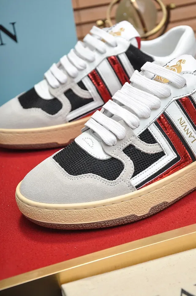 Lanvin Tênis Brancos e Cinza Low-Top Cupsole 3