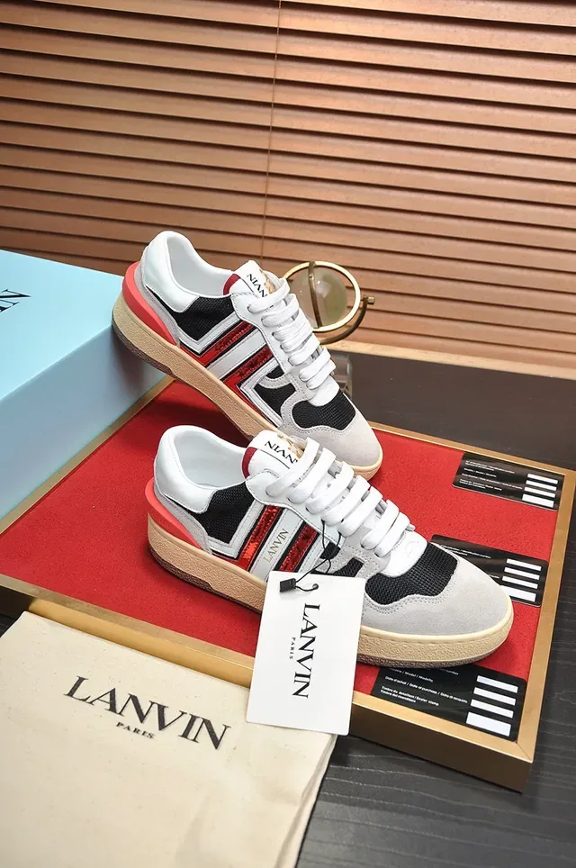 Lanvin Tênis Brancos e Cinza Low-Top Cupsole 4