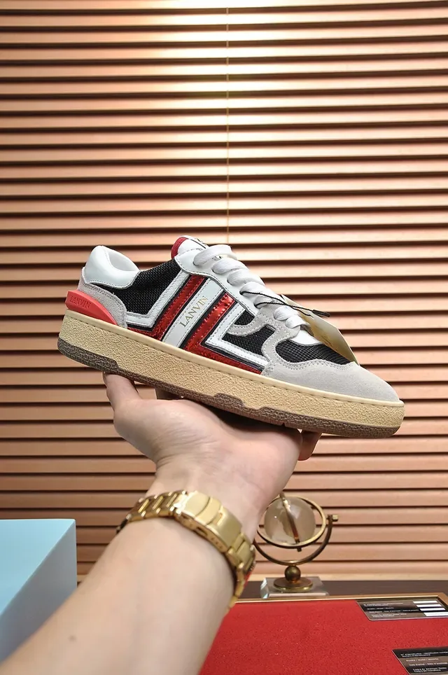 Lanvin Tênis Brancos e Cinza Low-Top Cupsole 7