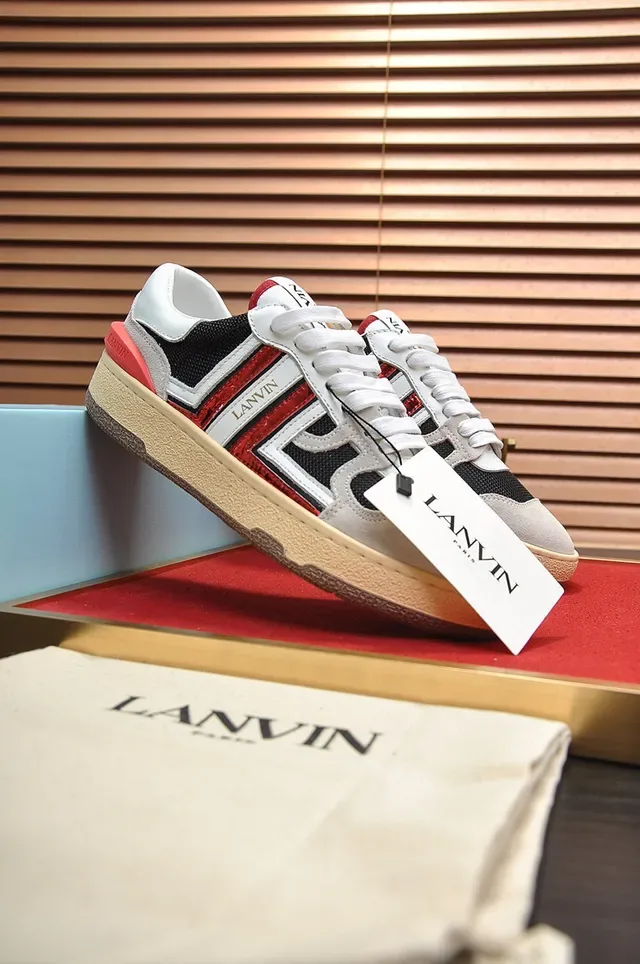 Lanvin Tênis Brancos e Cinza Low-Top Cupsole 8