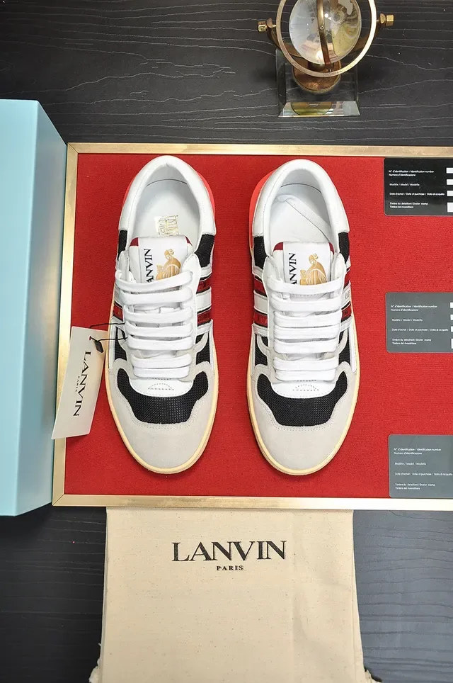 Lanvin Tênis Brancos e Cinza Low-Top Cupsole 9