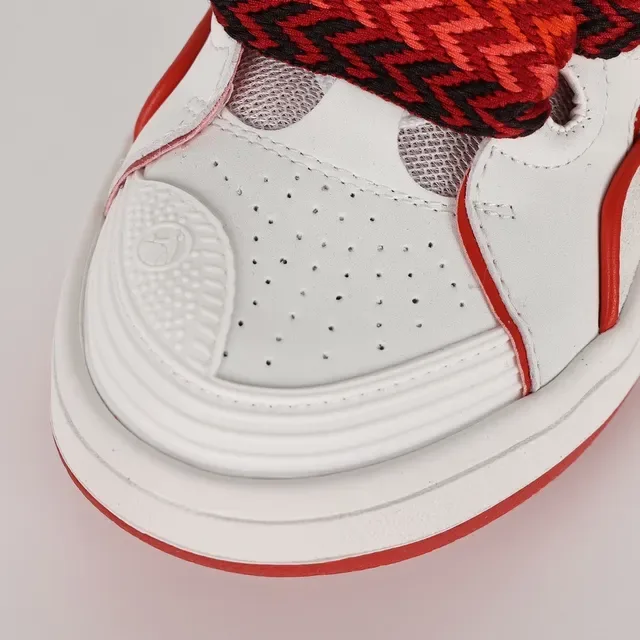 Le Coq Sportif White Red Wave-Cut Overlays Braided Laces Lifestyle Sneakers 5