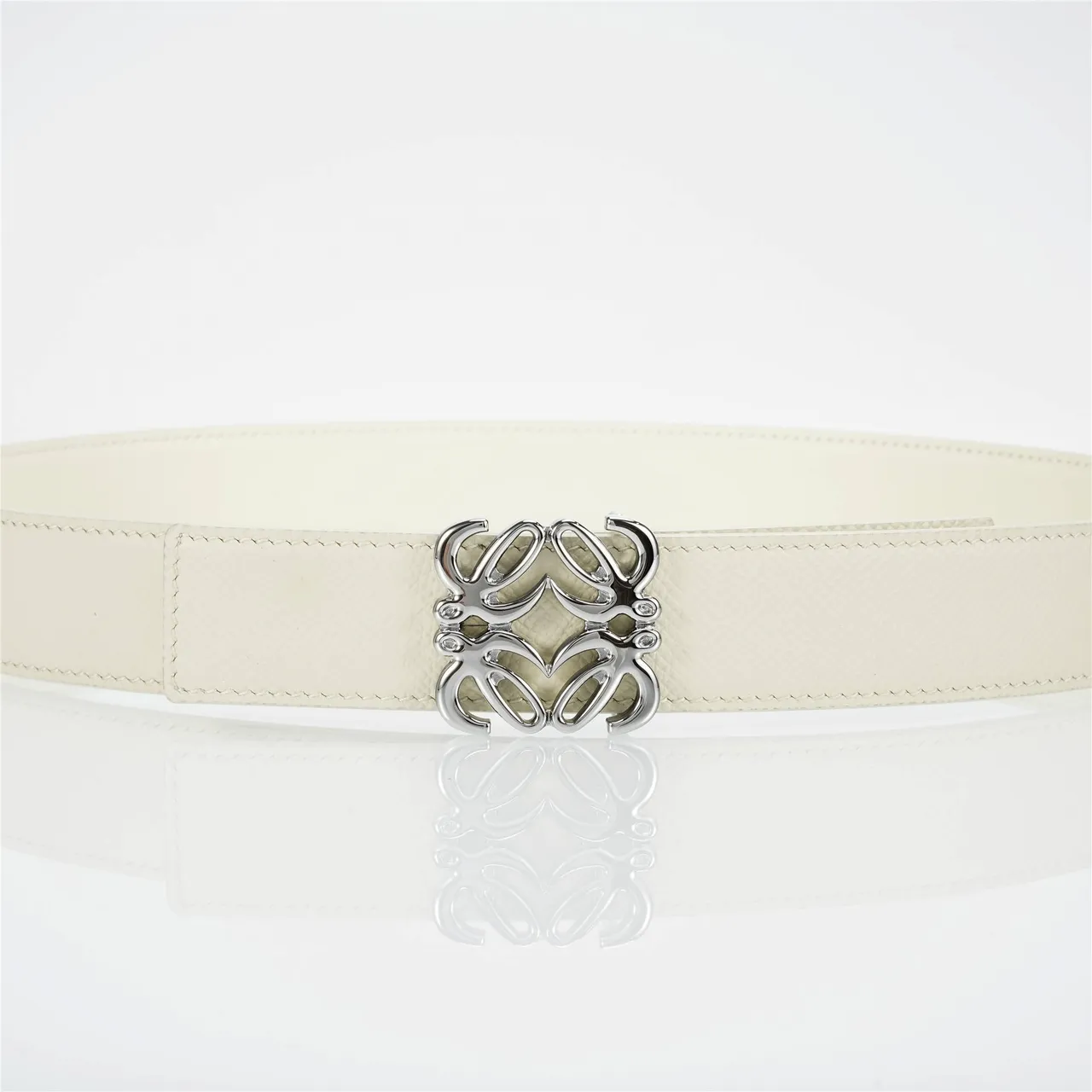 Loewe Anagram Belt Cinto de couro marfim 8