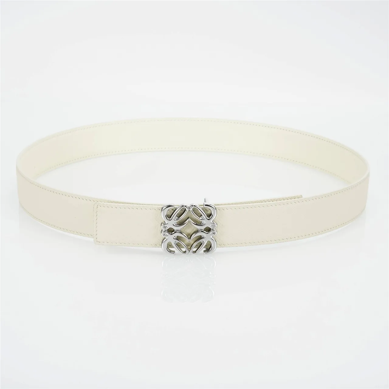 Loewe Anagram Belt Cinto de couro marfim 9