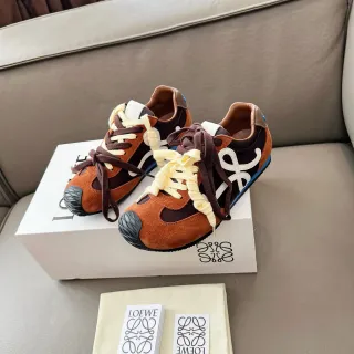Loewe Brown Beige Retro Runner Silhouette Suede And Leather Paneling Lifestyle Sneakers