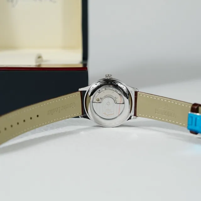 Longines भूरा सफेद क्लासिक ड्रेस रोमन अंक डायल यांत्रिक घड़ी 5