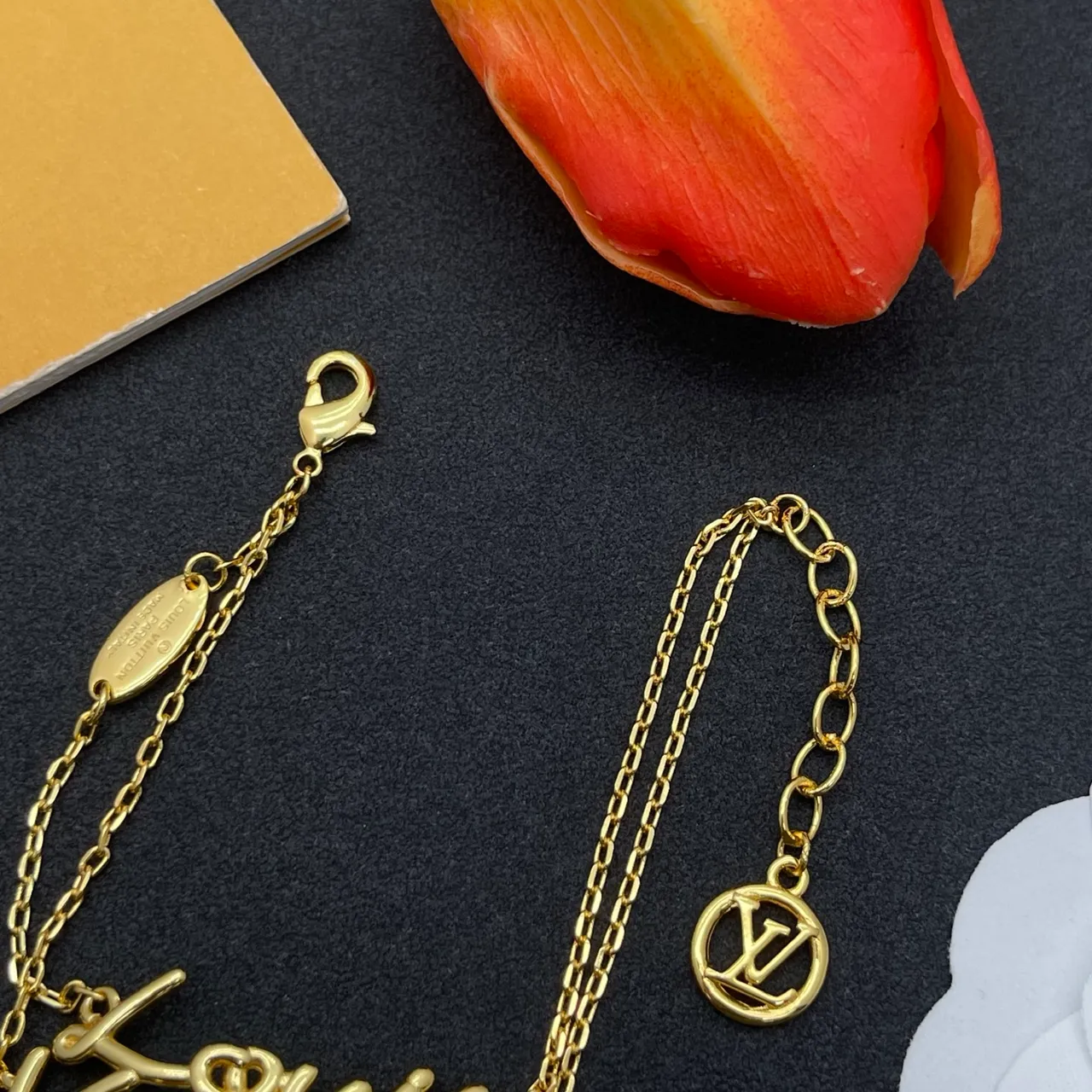 Louis Vuitton Amour Pulseira de Corrente Dourada 5