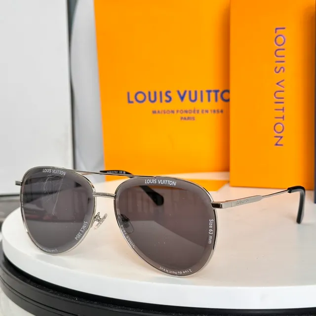 Louis Vuitton Gafas de Sol Aviador Dorado Plata Marco de Metal 3