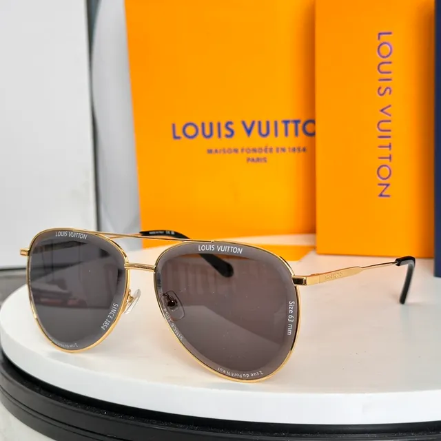Louis Vuitton Gafas de Sol Aviador Dorado Plata Marco de Metal 5