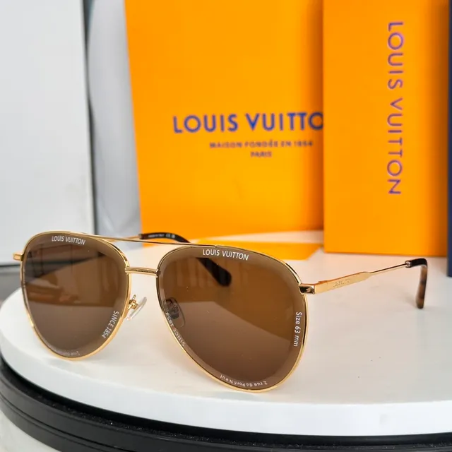 Louis Vuitton Gafas de Sol Aviador Dorado Plata Marco de Metal 6