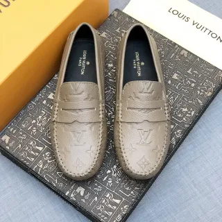 Louis Vuitton Beige Noir Monogramme Embossé Suela Moccasin Costurée Loafer