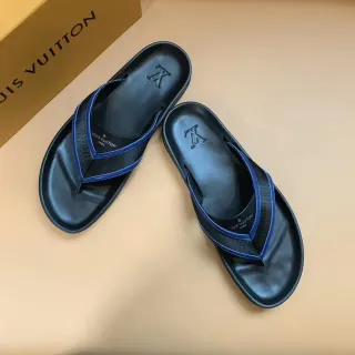 Louis Vuitton 黑色蓝色模制橡胶鞋底 编织尼龙鞋带 拖鞋