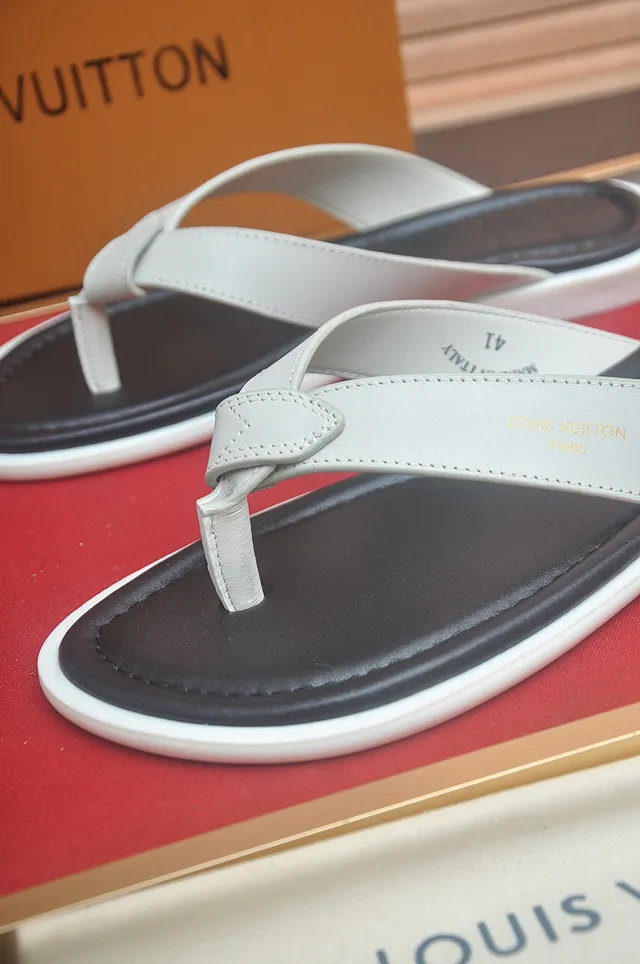 Louis Vuitton Black Brown Leather Sole Thong Silhouette Slippers 5