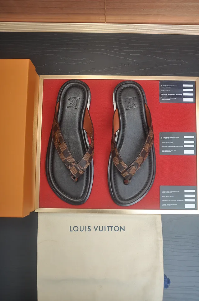 Louis Vuitton Black Brown Leather Sole Thong Silhouette Slippers 11