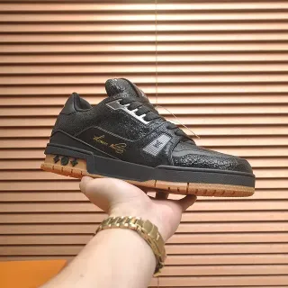 Louis Vuitton Negro Marrón Textura Superior Suela Goma Rubber Lifestyle Sneakers