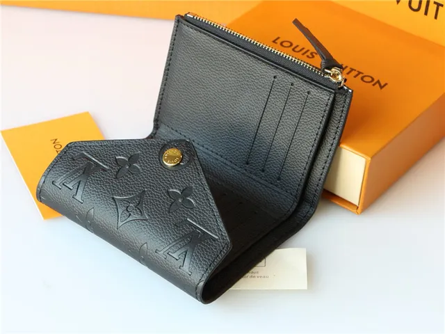 Louis Vuitton Black Gold এমবসড মনোগ্রাম চামড়া Envelope Flap Short Wallet 11