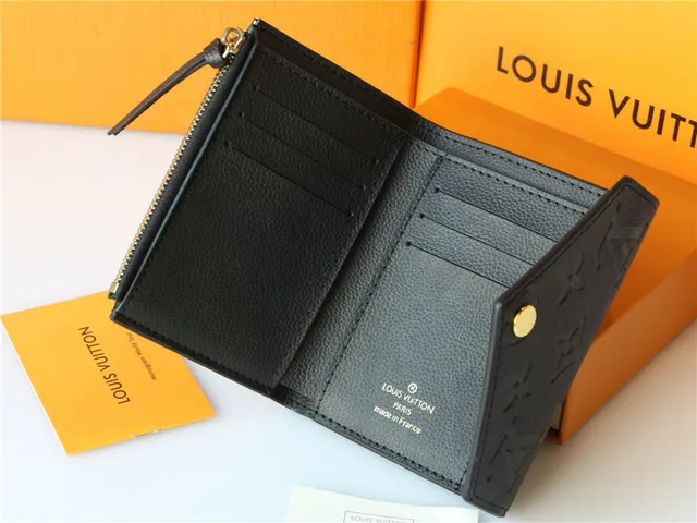 Louis Vuitton Black Gold এমবসড মনোগ্রাম চামড়া Envelope Flap Short Wallet 12