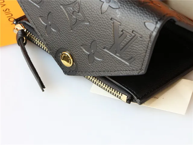 Louis Vuitton Black Gold এমবসড মনোগ্রাম চামড়া Envelope Flap Short Wallet 13