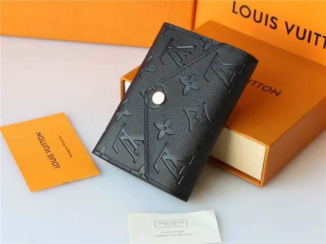 Louis Vuitton Black Gold এমবসড মনোগ্রাম চামড়া Envelope Flap Short Wallet 14
