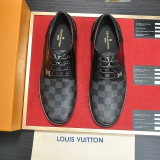Louis Vuitton Damier Graphite Canvas Chaussures Oxford Noir Gris lacets