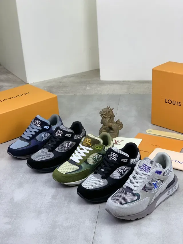 Louis Vuitton 黑色灰色 混合材质 网面与麂皮面板 生活方式运动鞋 2