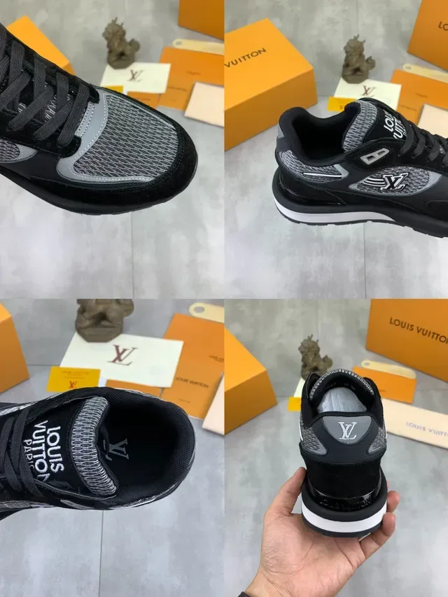 Louis Vuitton 黑色灰色 混合材质 网面与麂皮面板 生活方式运动鞋 3