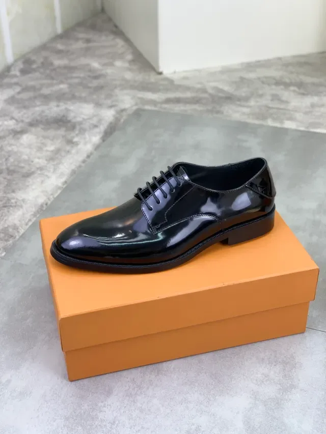 Louis Vuitton Black Patent Leather Cap Toe Oxford Shoes 4