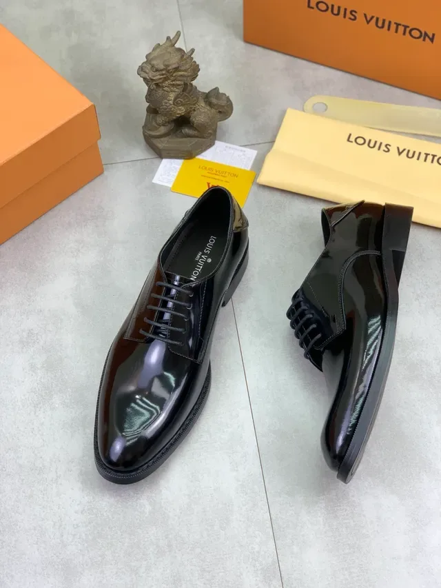 Louis Vuitton Black Patent Leather Cap Toe Oxford Shoes 5