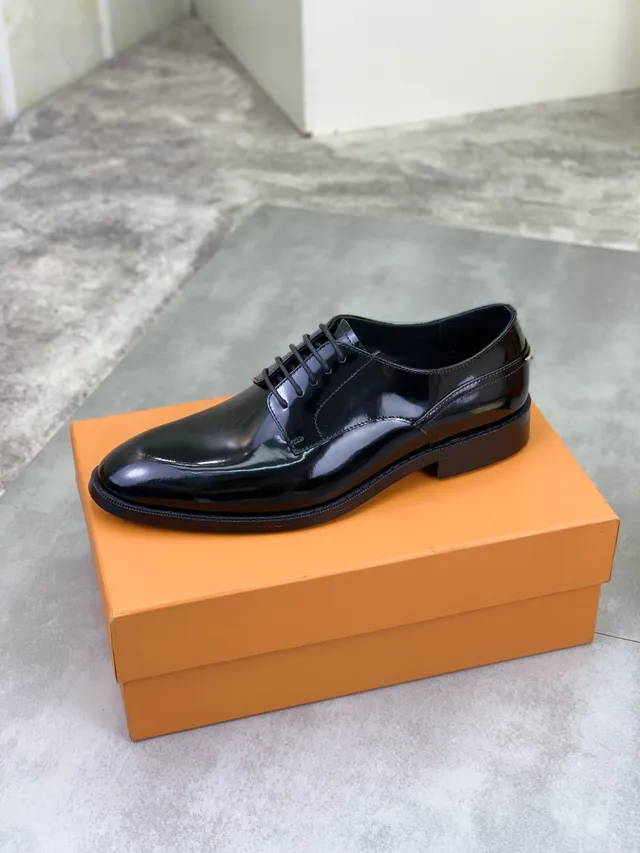 Louis Vuitton Black Patent Leather Cap-Toe Oxford Shoes 4