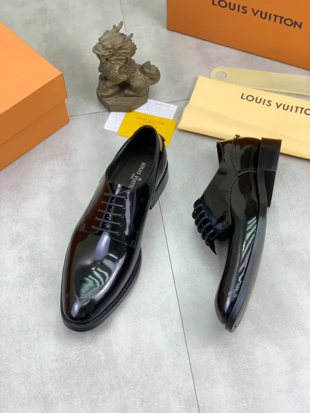 Louis Vuitton Black Patent Leather Cap-Toe Oxford Shoes 5