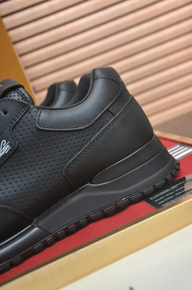 Louis Vuitton Black Perforated Leather Upper Monochrome Lifestyle Sneakers 2