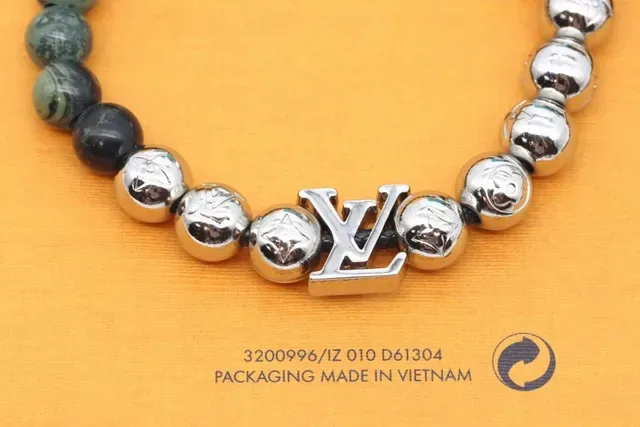 Louis Vuitton Black Silver Beaded Monogrammed Bracelet 3