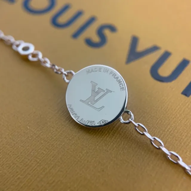Louis Vuitton Black Silver Chain Enamel Quatrefoil Charm Bracelet 4