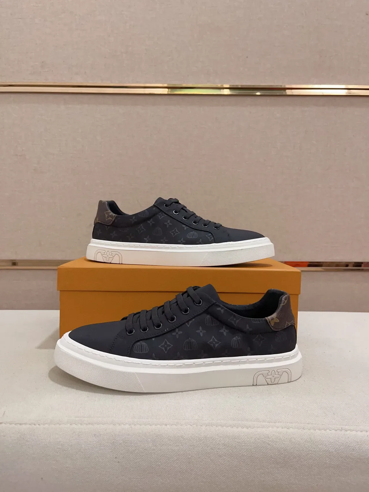 Louis Vuitton Black White Monogram-Printed Canvas Upper Platform Sole Lifestyle Sneakers 7