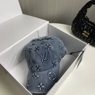 Louis Vuitton 蓝色海军色牛仔布印花棒球帽