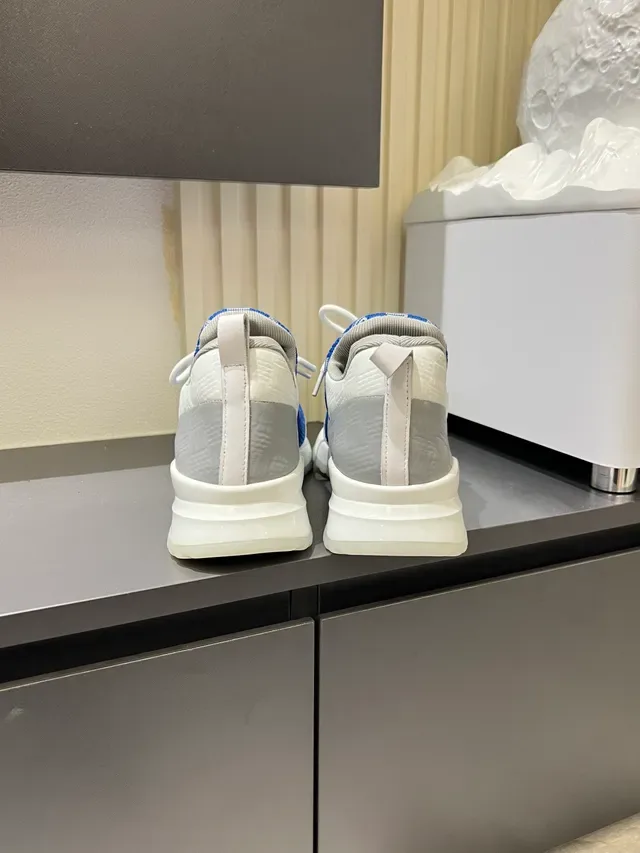 Louis Vuitton Blue White Knit Upper Geometric Weave Lifestyle Sneakers 2