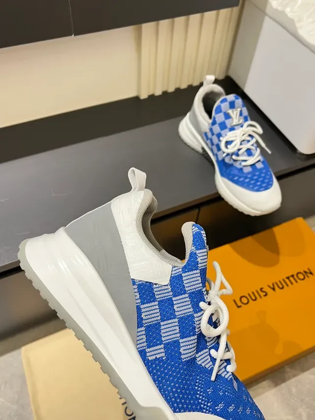 Louis Vuitton Blue White Knit Upper Geometric Weave Lifestyle Sneakers 3